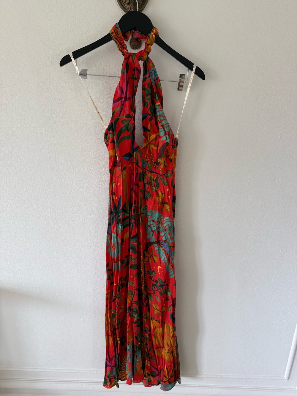 FARM Rio Red Tropical Print Halter Dress